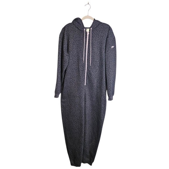 Fabletics Gray Leopard Print Fleece Jumpsuit - image 2