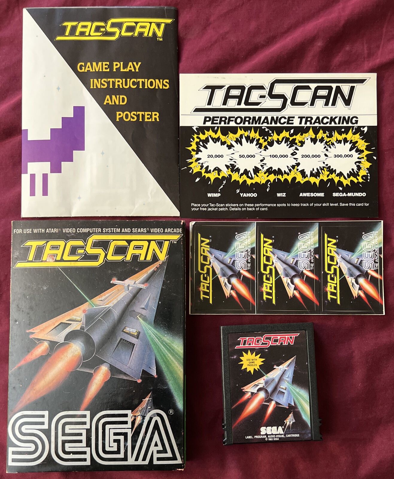 TAC-SCAN Sega Atari 2600 Video Juego Manual/Cartel Pegatinas Completo en Caja Completo En Caja