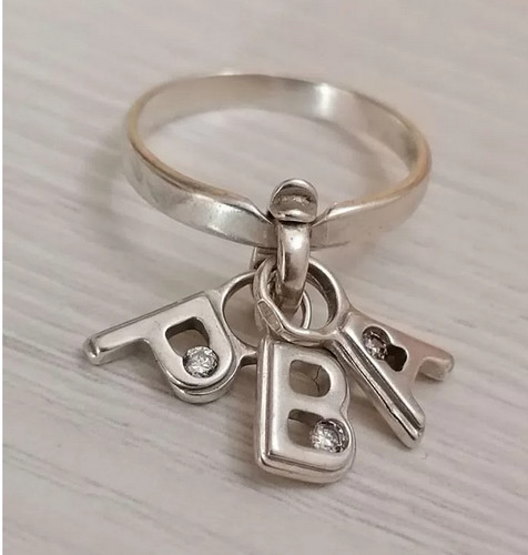 Silver Ring Letters Klevoye 16.5 Size charm Finite mark Letters R V A