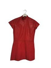 Echtes Lederkleid – Stilvoll Elegant Zeitlos echt Leder Lammnappa rot Größe M