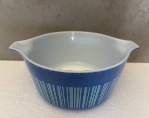 Vintage PYREX Barcode Blue Stripes 474 B   1 1/2 Qt  Casserole Dish  NO LID