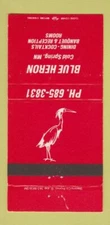 Matchbook Cover - Blue Heron Cold Spring MN 30 Strike