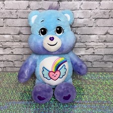 CARE BEAR DREAM BRIGHT BEAR Plush Heart Wings Rainbow 14 In. Blue Purple Plush