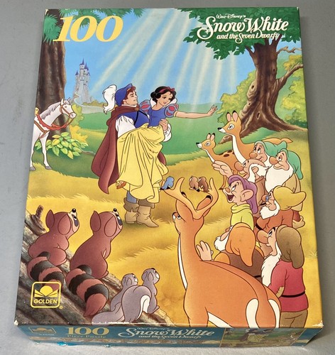 VINTAGE Walt Disney Snow White & the Seven Dwarfs Golden Puzzle 100 PC COMPLETE - 第 1/1 張圖片