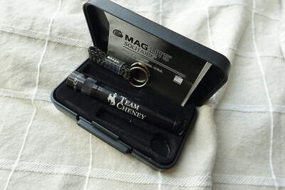 Vintage New Mag-lite Solitaire Black Aluminum TEAM CHENEY Made in USA