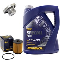 MotoröL Set 10W-30 5 Liter + ÖLfilter SH 4794 P + Schraube FüR Opel Combo 1.3