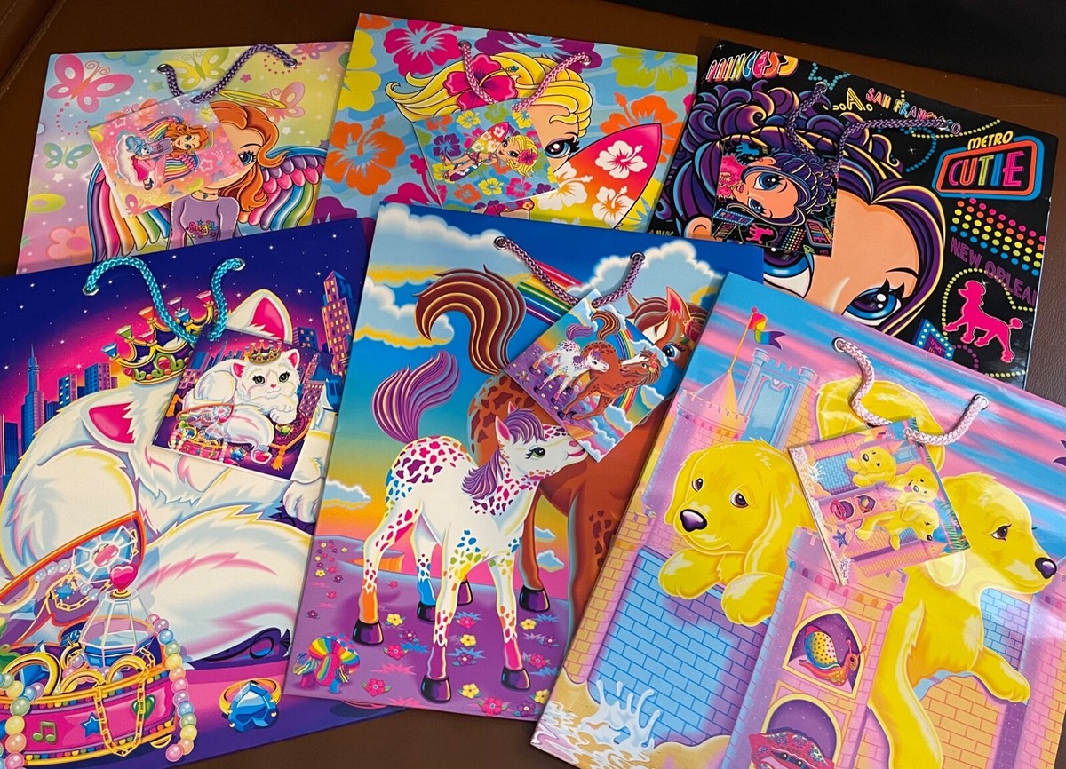 NEW Rare Vintage Lisa Frank Gift Bags with Handles and Attached