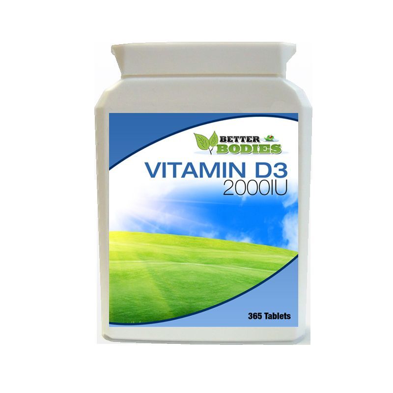 Vitamin D3 2000iu - 365 Tablets YEAR SUPPLY Better Bodies