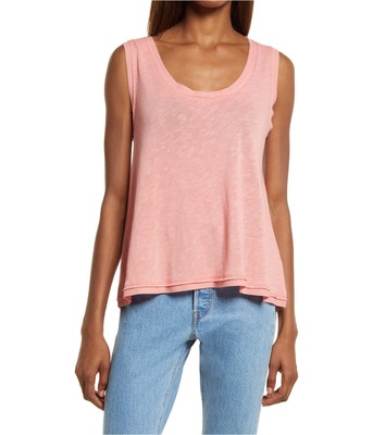 Treasure & Bond Womens Raw Edge Burnout Tank Top