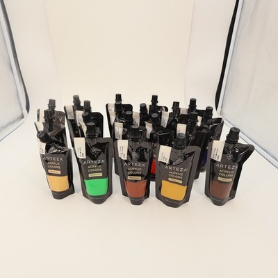 Arteza Premium Acrylic Paint Set 18 Pouches 120ml Assorted Colors Non-Toxic AP