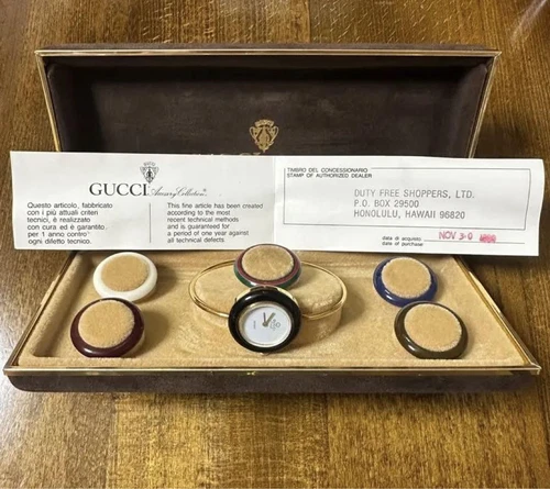 Gucci Change Bezel Set Orologio Edizione Da Collezione Raro Autentico 6 Lunette