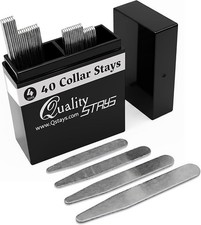 40 Metal Collar Stays for Men   Stainless Steel Dress Shirt Collar Inserts in 4