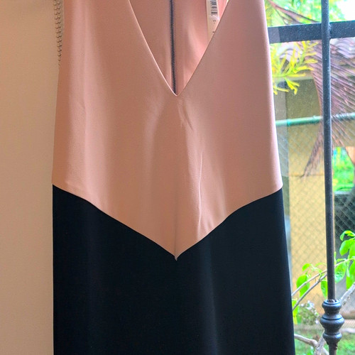 Women’s Sleeveless Colorblock V-Neck Alice + Olivia Dress Beige/Black Size 8 NWT