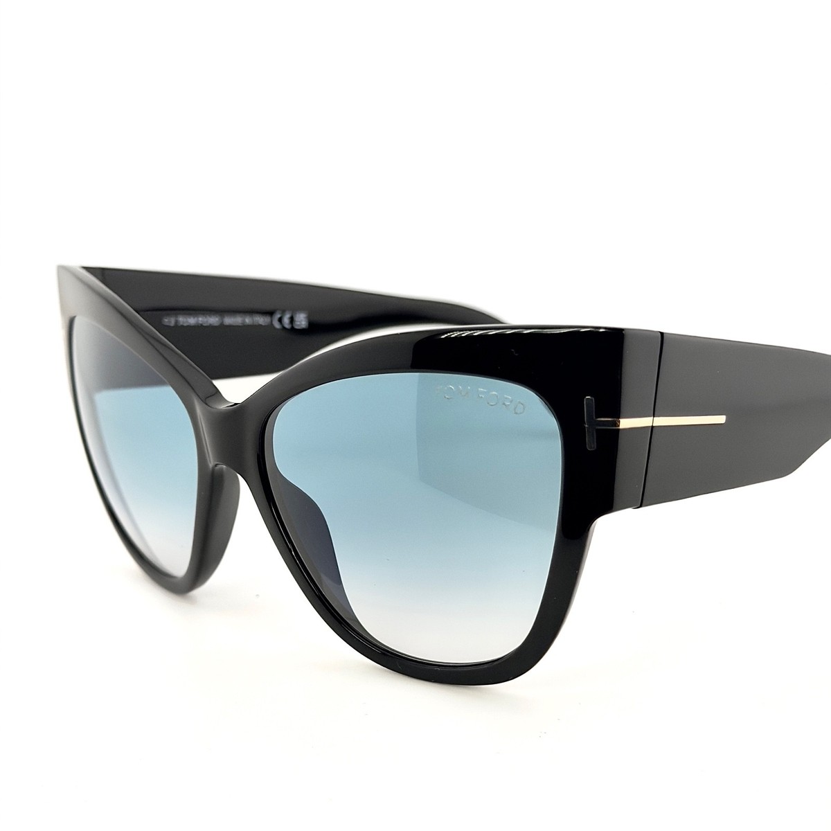 TOM FORD ANOUSHKA TF0371 01B Black Blue Bold Cat 0371 Sunglasses