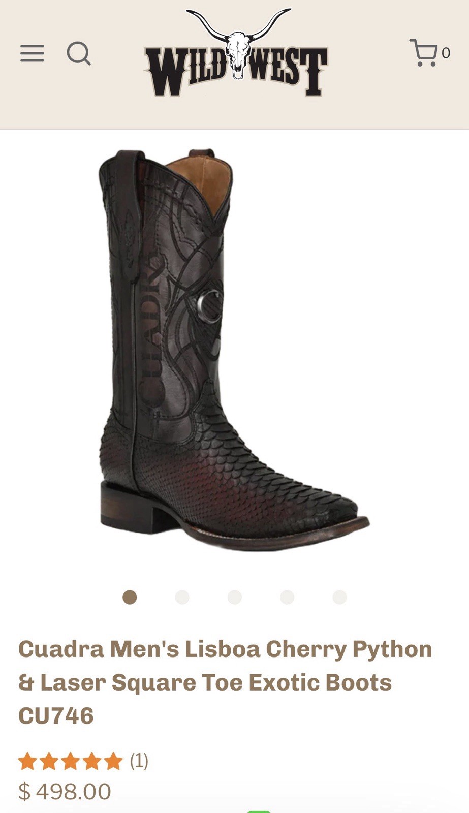 Cuadra Men's Lisboa Cherry Python & Laser Square … - image 1