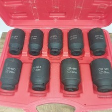 12 Drive Impact Socket Set 29mm38mm Cr-mo Metric Deep Sockets W Case