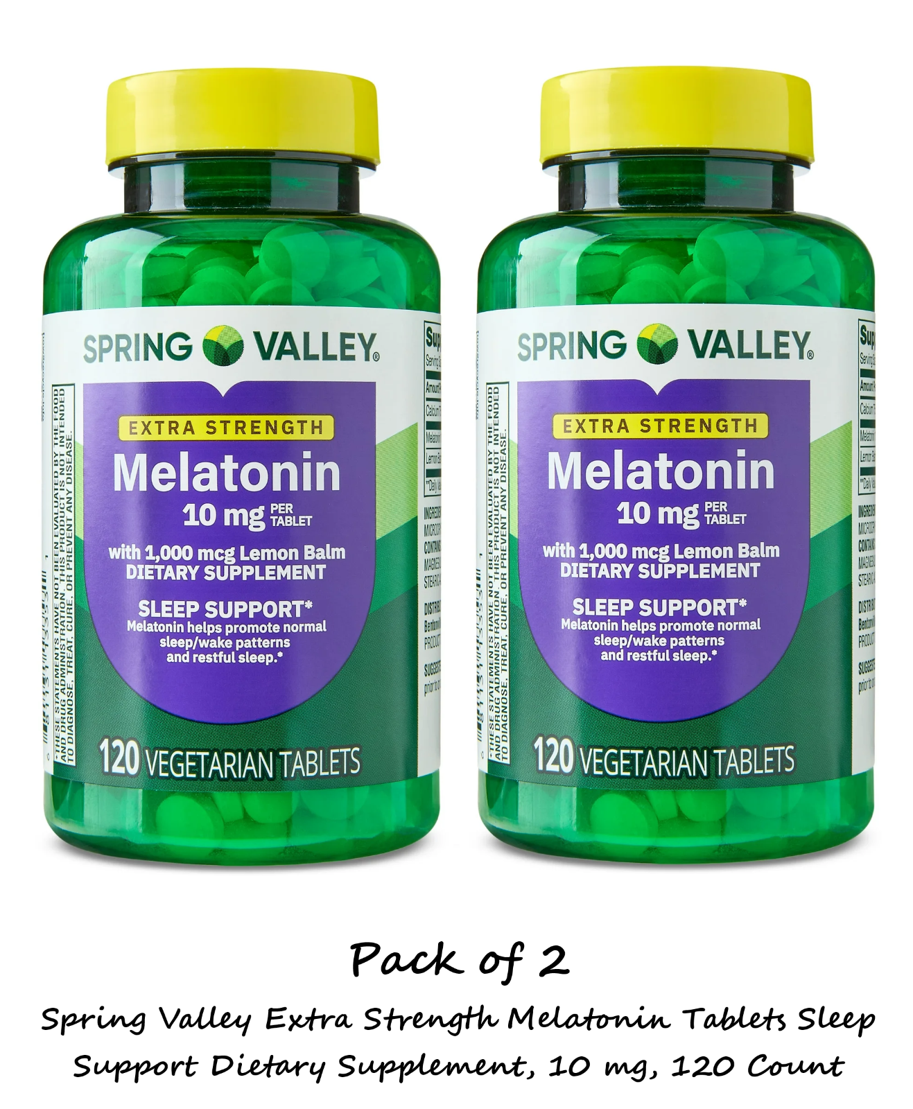 Spring Valley Melatonin 10mg Extra Strength Sleep Support, 2 x 120 ...