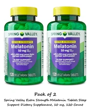 Spring Valley Melatonin 10mg Extra Strength Sleep Support, 2 x 120 Tablets