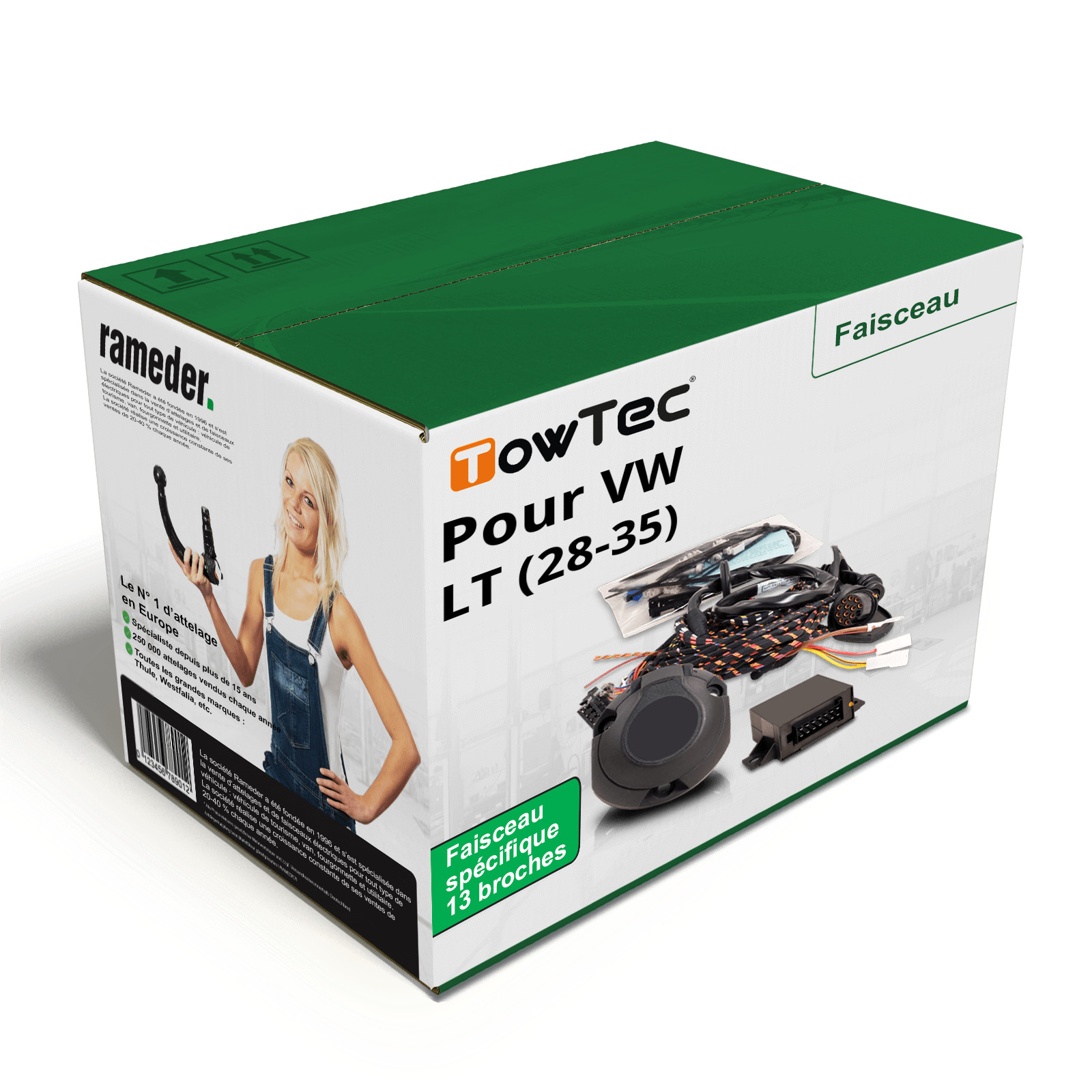 Faisceau spécifique 13 broches TowTec avec notice de montage pour VW LT 28-35