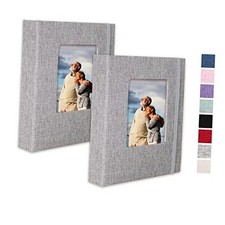 Small Photo Album 4x6, Pack of 2 Linen Cover Mini Photo Book, 4x6 2 PK Grey