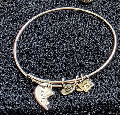 Alex and Ani Best Friends Bracelet Split Heart Silver Tone Bangle