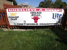 Chicago Bulls 3 Time World Champions 1993 Banner Miller Lite Michael Jordan