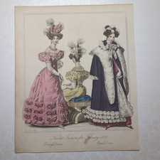 Original 1828 World Of Fashion Coloured Evening Dresses Opera Dress Feuilletons