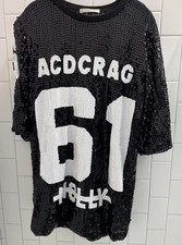 ACDC Rag Women’s Black Sequin Jersey Dress One Size Football Party Sporty