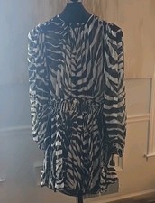 Dolce & Gabbana Zebra Print Silk Chiffon Smocked Mini Dress – Size 42