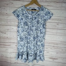LAUREN Ralph Lauren Women  s Cotton Blue Floral Ruffled Nightgown SZ M Cottage