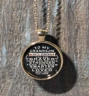 Men's gold necklace with pendant, To my grandson quote, gift item