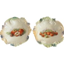VTG Hand Painted Porcelain Berry Bowls Scalloped Edge Set of 2 Germany 5.5”
