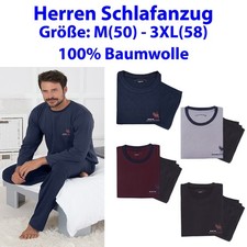 Herren Nachtw&auml;sche Pyjama Schlafanzug Nachtanzug Michele 100% Baumwolle Gr M-3XL