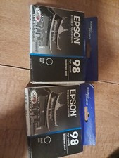 Lot of 2 New Sealed Genuine Epson 98 High-Capacity Black Ink Cartridges Expired