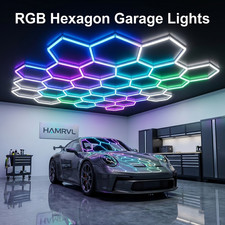 110-265V RGB Hexagon Garage Light Honeycomb LED Ceiling Lights APP Control for C