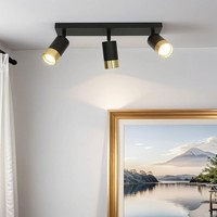 Deckenlampe Deckenleuchte 3-Flammig B: 39,5 Cm Schwenkbar GU10 In Schwarz Gold