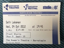 Seth Lakeman in Barnstaple Devon 2012. Used Ticket.