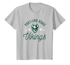 Portland State University Vikings Logo T-Shirt Small, Green and White 