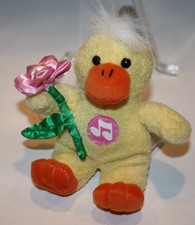 Dan Dee Easter Duck 6" Chick Yellow Plush Flower Music Note Tummy Sound Soft Toy