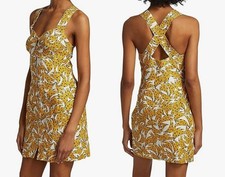 FARM Rio Spotted Bananas Cross Back Straps Linen Mini Dress Size M / Medium