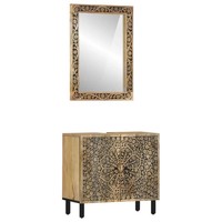 BadmöBel-Set 2-Tlg Massivholz Mango Waschbeckenunterschrank Badezimmer