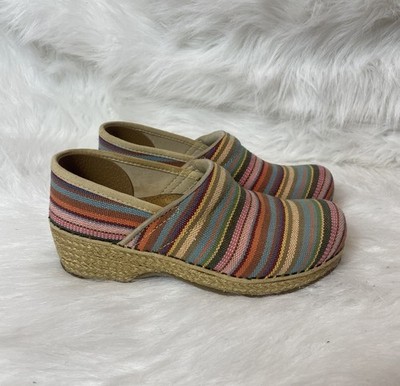DANSKO   Jute Pro Multicolor  Weave Fabric Slip On Clogs Size 36