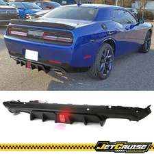 Fits 15-23 Dodge Challenger V6 Rear Bumper Lip Diffuser w/ LED Matte Black PP