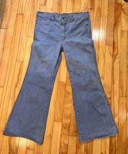 Vintage 70s VIM Mens 34x28 Denim Jeans Flare Bell Bottom Blue