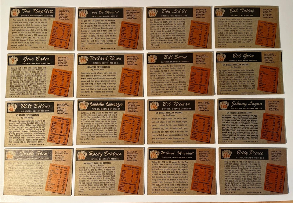 1955 Bowman Starter Lot Of 16 Different Cards-Bob Grim,Johnny Logan (B18)#6 - Image 4 of 4