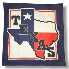 Vintage Texas Bandana State Flag Lone Star Western Cowboy Red White Blue Scarf