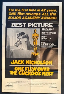 ''ONE FLEW OVER THE CUCKOO'S NEST''-ORIGINAL 27 X 41 ONE SHEET-POSTER-J NICHOLSON