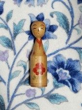 Sato Teruo Togatta Kokeshi 9cm Small Vintage Japanese Doll Collectible 15+
