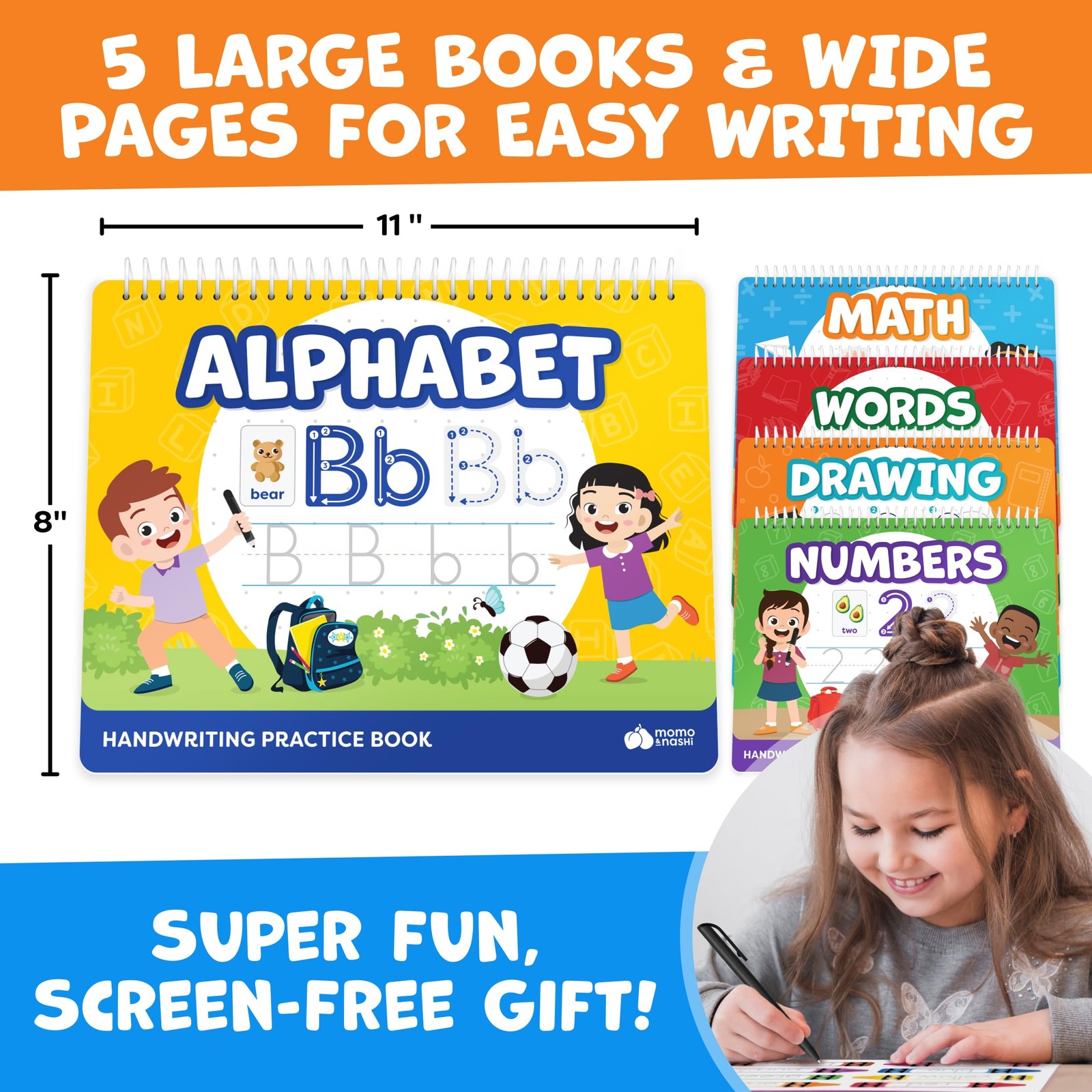 Grooved Handwriting Practice for Kids Ages 3-10 - Letter Tracing Workbook