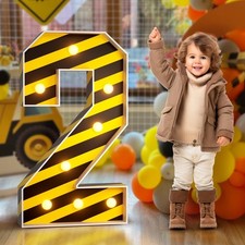 imprsv Marquee Numbers Construction 2nd-Birthday Decorations: 3ft Large Light...